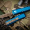 Microtech UTX-85 OTF Automatic Knife Blue 3.1" Dagger Bronze Apocalyptic 232-13APBL