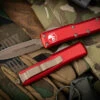 Microtech UTX-85 OTF Automatic Knife Red 3.1" Dagger Bronze Apocalyptic 232-13APRD -Southern Blades 232 13 APRD 3 76464.1674680977