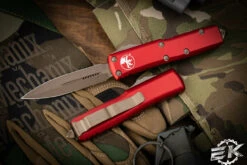 Microtech UTX-85 OTF Automatic Knife Red 3.1" Dagger Bronze Apocalyptic 232-13APRD
