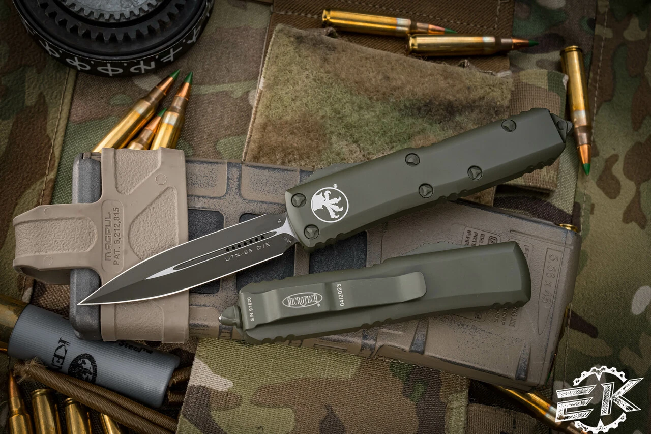 Microtech UTX-85 OTF Automatic Knife OD Green Cerakote 3.1" Dagger 232-1COD 3 Microtech UTX-85 OTF Automatic Knife OD Green Cerakote 3.1" Dagger 232-1COD
