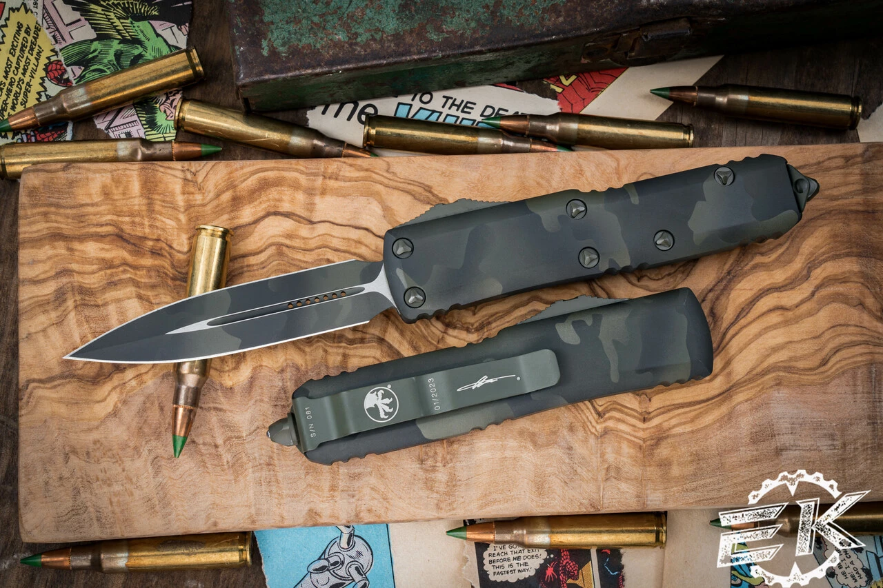 Microtech UTX-85 OTF Automatic Knife OD Green Camo Cerakote 3.1" Dagger 232-1OCS 3 Microtech UTX-85 OTF Automatic Knife OD Green Camo Cerakote 3.1" Dagger 232-1OCS