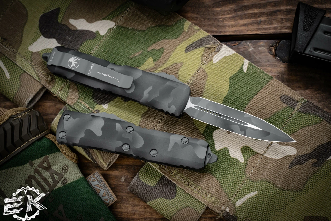 Microtech UTX-85 Urban Camo Cerakote OTF Automatic Knife 3" Dagger 232-1UCS 5 Microtech UTX-85 Urban Camo Cerakote OTF Automatic Knife 3" Dagger 232-1UCS - Image 3