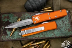 Microtech UTX-85 OTF Automatic Knife Orange 3.1" Dagger Satin 232-4OR
