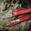 Microtech UTX-85 OTF Automatic Knife Red 3" Dagger Satin 232-4RD -Southern Blades 232 4 RD 18838.1663873695