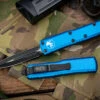 Microtech UTX-85 OTF Automatic Knife Blue 3.1" Dagger Black 232-1BL