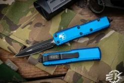 Microtech UTX-85 OTF Automatic Knife Blue 3.1" Dagger Black 232-1BL