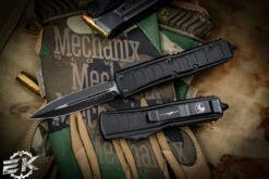 Microtech UTX-85 II Stepside OTF Automatic Knife 3" Dagger Black 232II-1TS