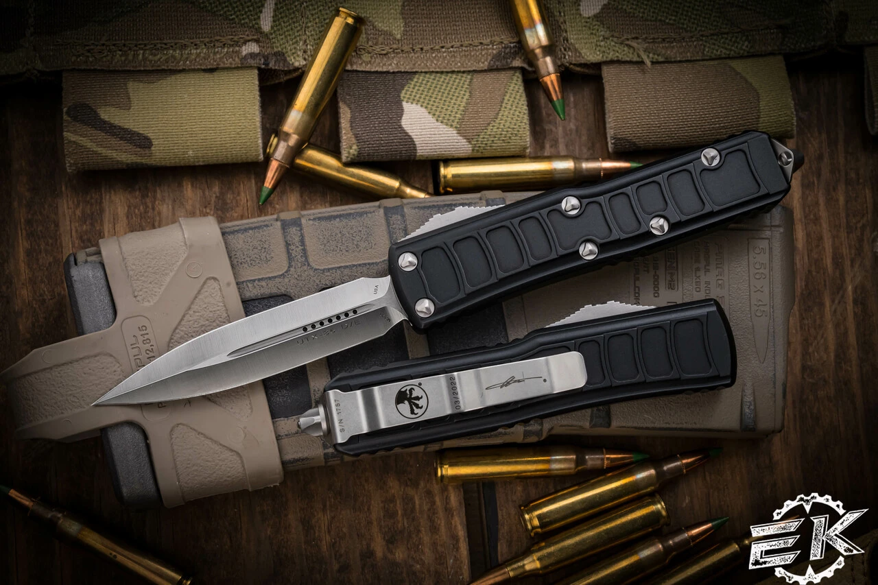 Microtech UTX-85 II Stepside OTF Automatic Knife 3" Dagger Satin 232II-4S 3 Microtech UTX-85 II Stepside OTF Automatic Knife 3" Dagger Satin 232II-4S