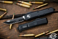 Microtech UTX-85 OTF Automatic Knife 3.1" Tanto Serrated Black 233-3T
