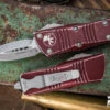 Microtech Troodon Mini OTF Automatic Knife Distressed Merlot Red 1.9" Dagger Stonewash (Cali Legal) 238-10DMR