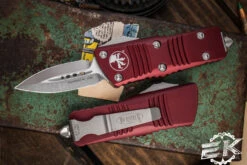 Microtech Troodon Mini OTF Automatic Knife Merlot Red 1.9" Dagger Stonewash (Cali Legal) 238-10MR