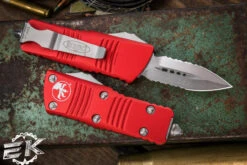 Microtech Troodon Mini OTF Automatic Knife Red 1.9" Dagger Stonewash Serrated (Cali Legal) 238-11RD 5 Microtech Troodon Mini OTF Automatic Knife Red 1.9" Dagger Stonewash Serrated (Cali Legal) 238-11RD -Southern Blades 238 11 RD 16354.1691525411