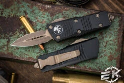 Microtech Troodon Mini OTF Automatic Knife 1.9" Dagger Bronze Apocalyptic (Cali-Legal) 238-13AP