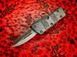 Microtech Mini Troodon Double Edge Damascus W/ Carbon Fiber Top Standard Signature Series