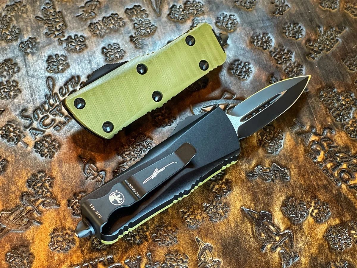Microtech Mini Troodon Double Edge OD Green G10 Top Standard Signature Series 4 Microtech Mini Troodon Double Edge OD Green G10 Top Standard Signature Series - Image 2