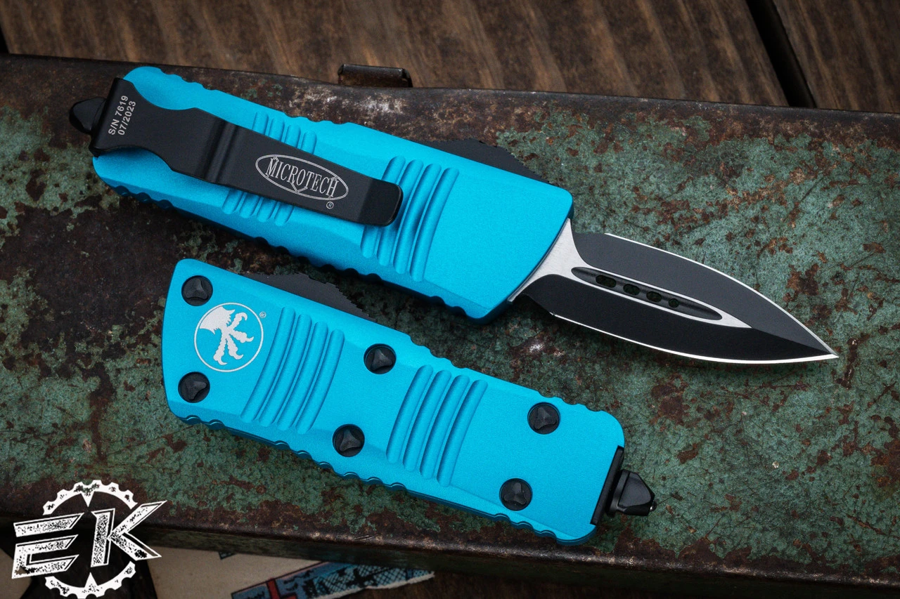 Microtech Troodon Mini OTF Automatic Knife Turquoise 1.9" Dagger Black 238-1TQ 4 Microtech Troodon Mini OTF Automatic Knife Turquoise 1.9" Dagger Black 238-1TQ - Image 2