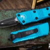 Microtech Troodon Mini OTF Automatic Knife Turquoise 1.9" Dagger Black 238-1TQ