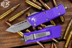 Microtech Troodon Mini Purple OTF Automatic Knife 1.9" Tanto Stonewash 240-10PU