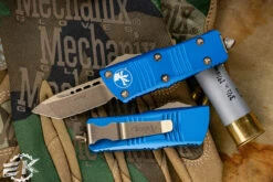 Microtech Troodon Mini OTF Automatic Knife Blue 1.9" Tanto Bronze 240-13BL