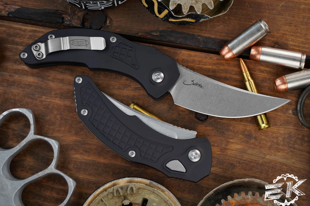 Microtech/Bastinelli "Brachial" Automatic Folding Knife 3.5" Persian Stonewash 268A-10 4 Microtech/Bastinelli "Brachial" Automatic Folding Knife 3.5" Persian Stonewash 268A-10 - Image 2