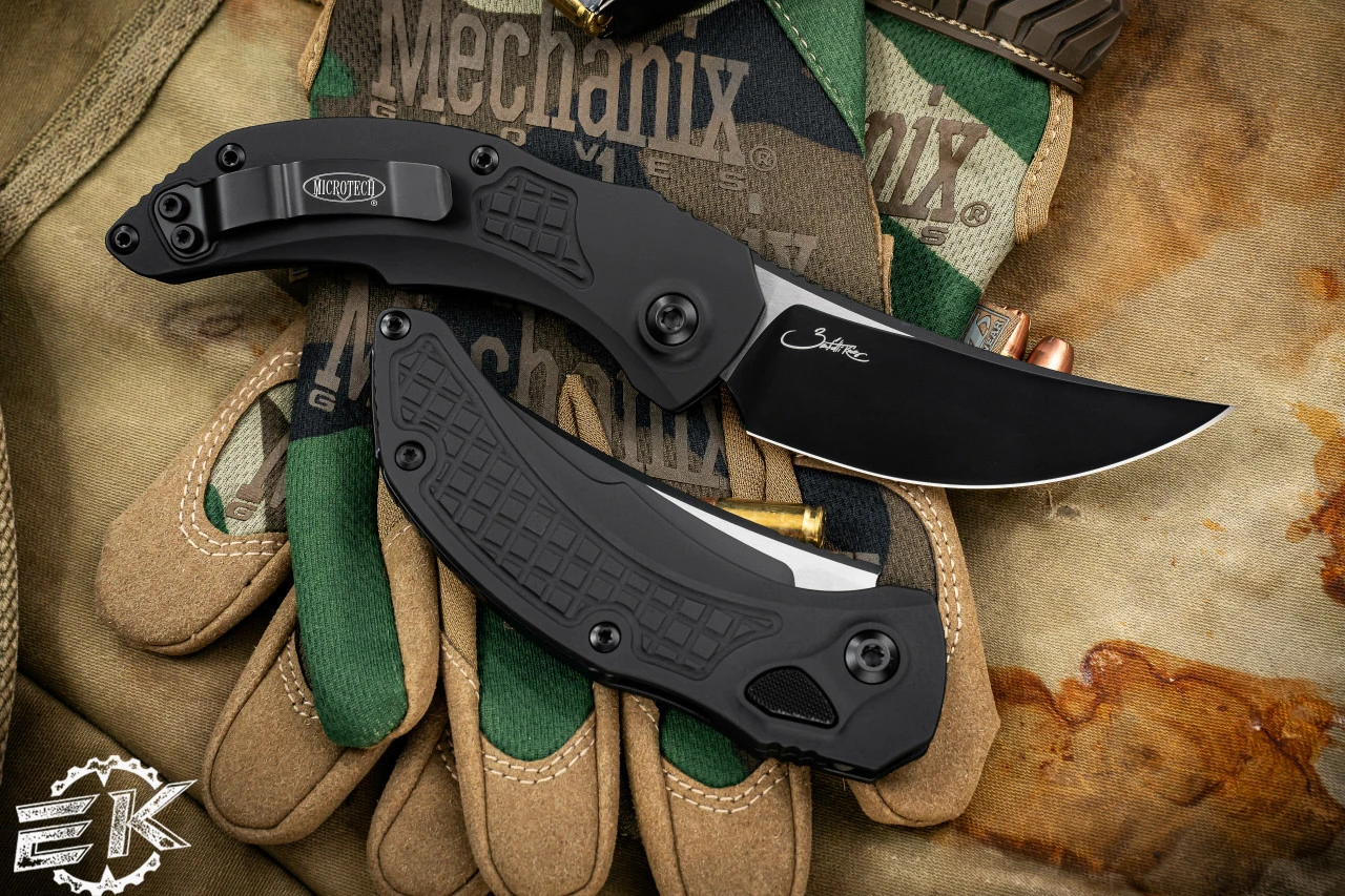 Microtech/Bastinelli "Brachial" Automatic Folding Knife 3.5" Persian Black 268A-1T 5 Microtech/Bastinelli "Brachial" Automatic Folding Knife 3.5" Persian Black 268A-1T - Image 3