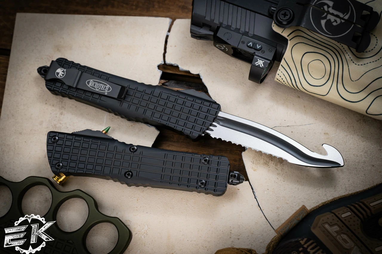 Microtech Combat Troodon Rescue OTF Tool Aluminum Frag 3.8" Serrated 601-3THS 5 Microtech Combat Troodon Rescue OTF Tool Aluminum Frag 3.8" Serrated 601-3THS - Image 3