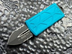 Microtech Exocet Double Edge Part Serrated Turquoise