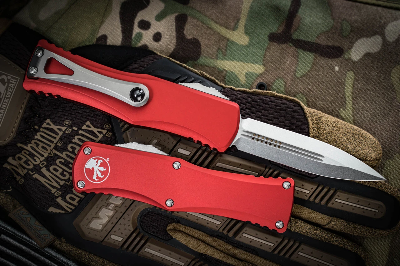 Microtech Hera OTF Automatic Knife Red 3" Dagger Stonewash 702-10RD 4 Microtech Hera OTF Automatic Knife Red 3" Dagger Stonewash 702-10RD - Image 2