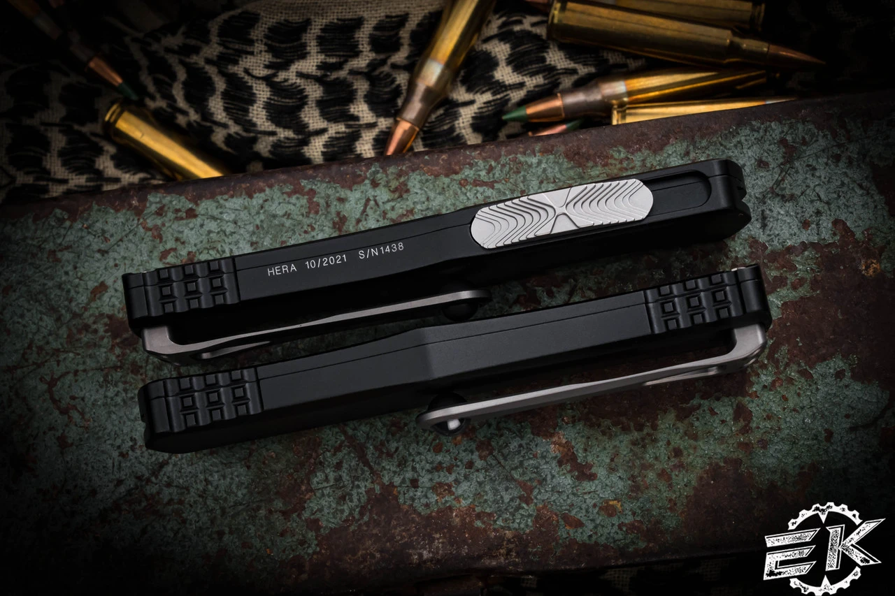 Microtech Hera OTF Automatic Knife Black 3" Dagger Stonewash Serrated 702-12 4 Microtech Hera OTF Automatic Knife Black 3" Dagger Stonewash Serrated 702-12 - Image 2