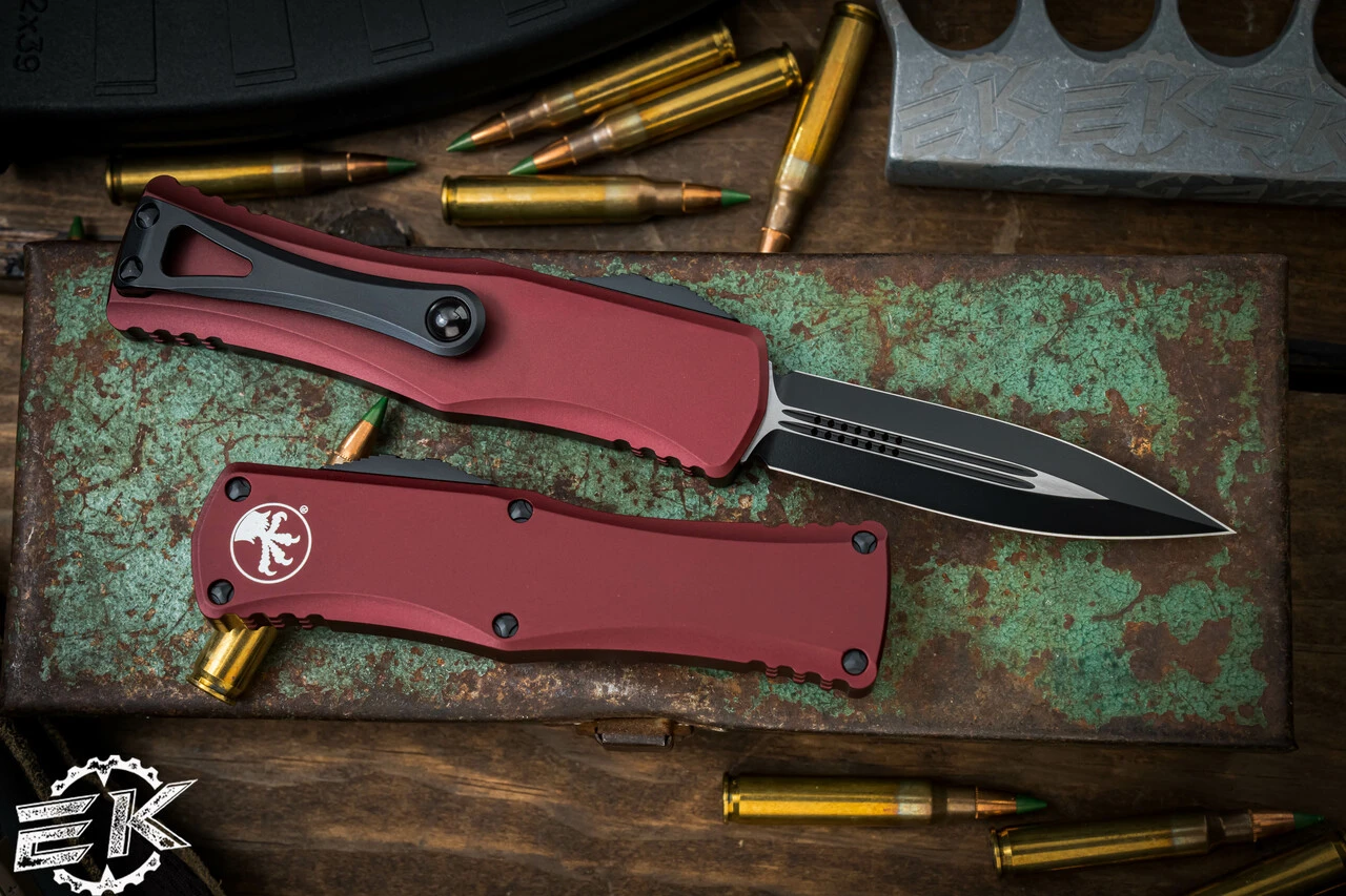 Microtech Hera OTF Automatic Knife Merlot Red 3" Dagger Black 702-1MR 4 Microtech Hera OTF Automatic Knife Merlot Red 3" Dagger Black 702-1MR - Image 2