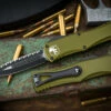 Microtech Hera OTF Automatic Knife OD Green 3" Dagger Black Serrated 702-3 OD