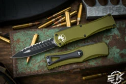Microtech Hera OTF Automatic Knife OD Green 3" Dagger Black Serrated 702-3 OD