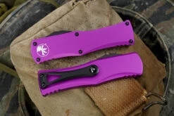 Microtech Hera Violet OTF Automatic Knife Black 3" Dagger Black Serrated 702-3VI -Southern Blades 702 3 VI Closed 70769.1666636639