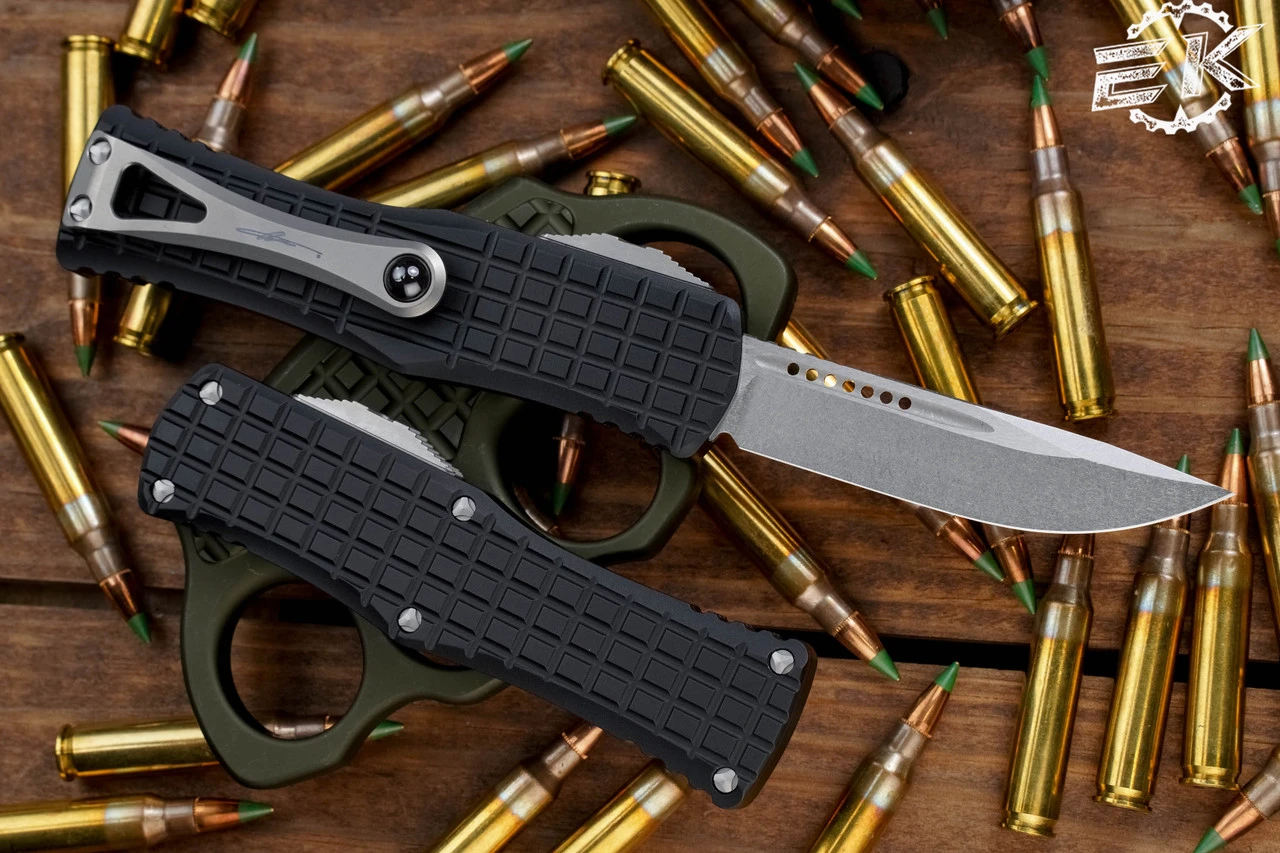 Microtech Hera Frag OTF Automatic Knife Black 3" Drop Point Stonewash 703-10FRS 4 Microtech Hera Frag OTF Automatic Knife Black 3" Drop Point Stonewash 703-10FRS - Image 2