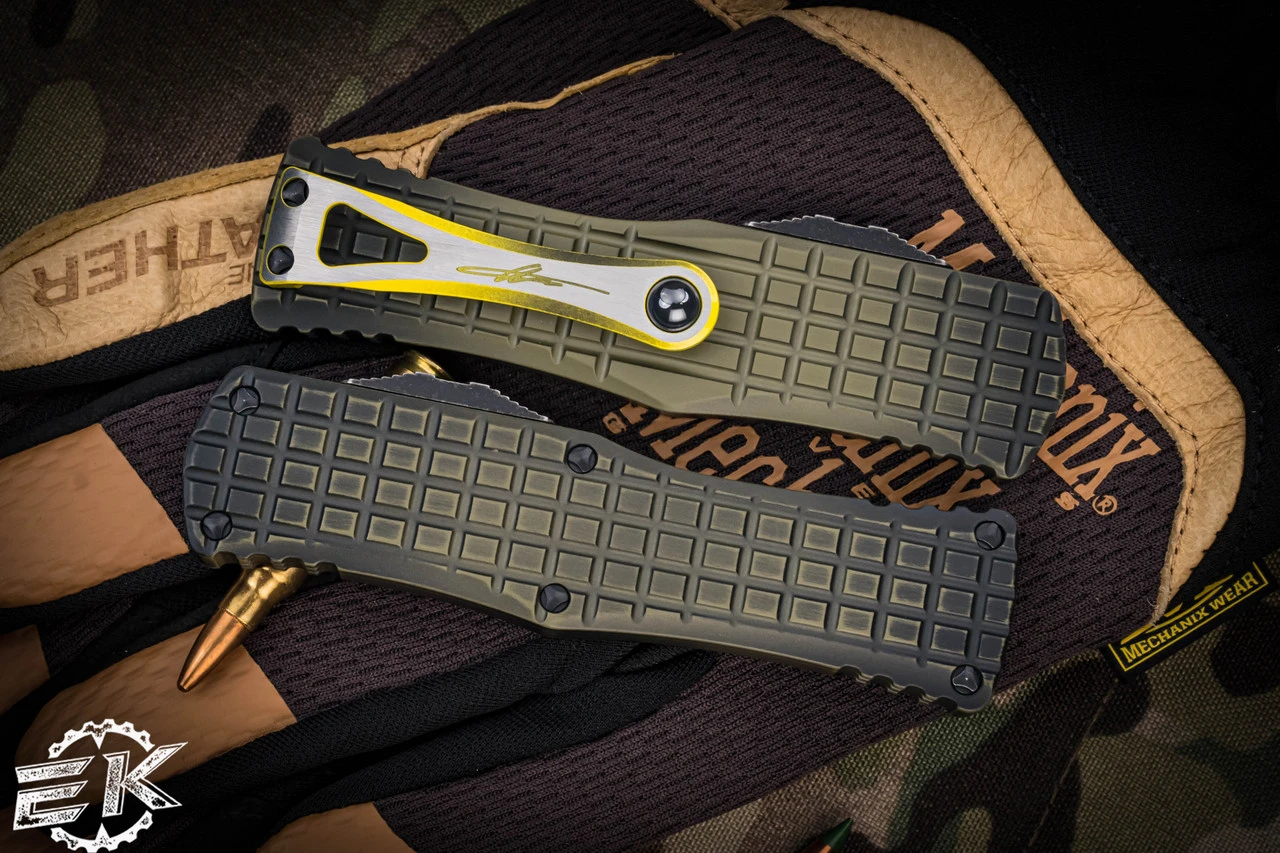 Microtech Hera FRAG Grenade Green OTF Knife 3" Drop Point Stonewash Apocalyptic Serrated 703-12APFRGS 6 Microtech Hera FRAG Grenade Green OTF Knife 3" Drop Point Stonewash Apocalyptic Serrated 703-12APFRGS - Image 4