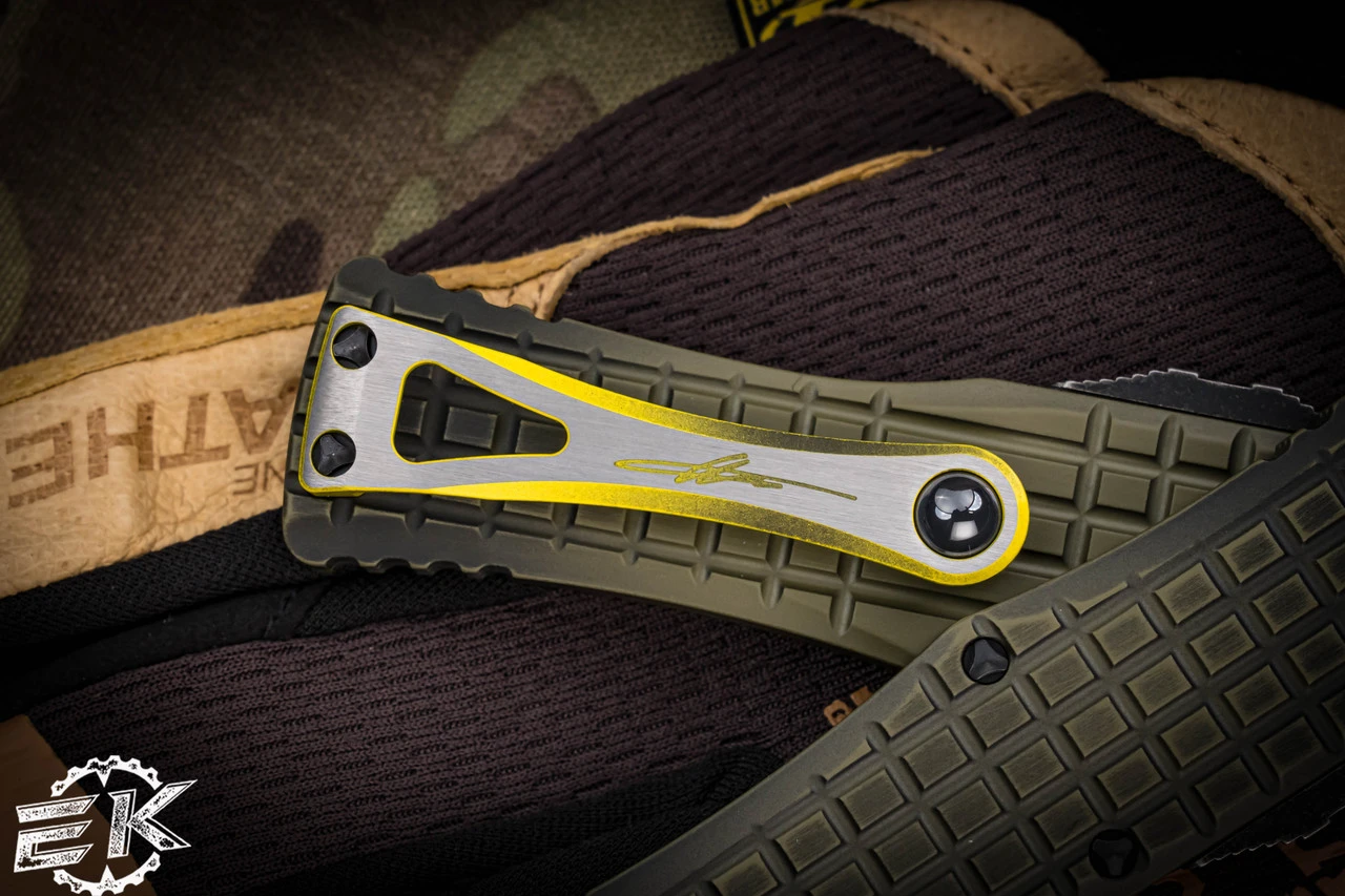 Microtech Hera FRAG Grenade Green OTF Knife 3" Drop Point Stonewash Apocalyptic Serrated 703-12APFRGS 5 Microtech Hera FRAG Grenade Green OTF Knife 3" Drop Point Stonewash Apocalyptic Serrated 703-12APFRGS - Image 3