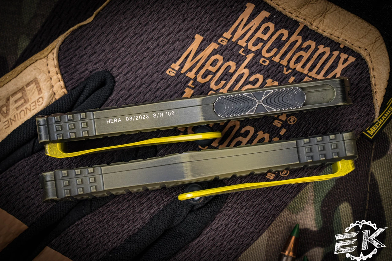 Microtech Hera FRAG Grenade Green OTF Knife 3" Drop Point Stonewash Apocalyptic Serrated 703-12APFRGS 4 Microtech Hera FRAG Grenade Green OTF Knife 3" Drop Point Stonewash Apocalyptic Serrated 703-12APFRGS - Image 2