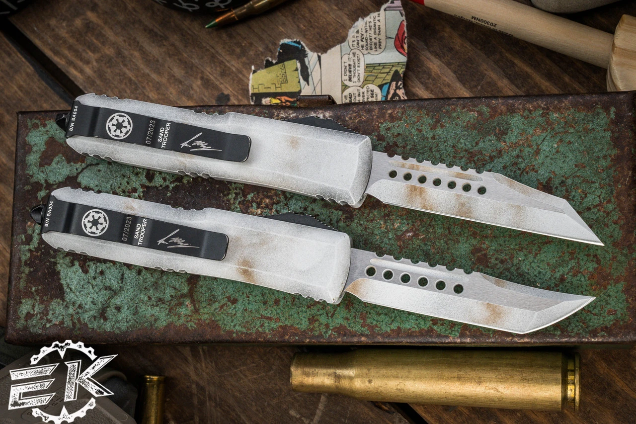 Microtech UTX-85 Sand Trooper Set Hellhound/Warhound OTF Automatic Knives 3.1" Bronze 719-1SETSADS 4 Microtech UTX-85 Sand Trooper Set Hellhound/Warhound OTF Automatic Knives 3.1" Bronze 719-1SETSADS - Image 2