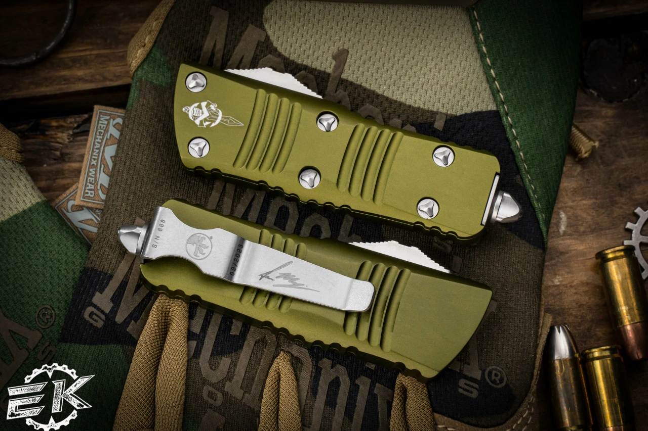 Microtech Troodon Mini Hellhound OTF Automatic Knife OD Green 1.9" Stonewash 819-10ODS 4 Microtech Troodon Mini Hellhound OTF Automatic Knife OD Green 1.9" Stonewash 819-10ODS - Image 2