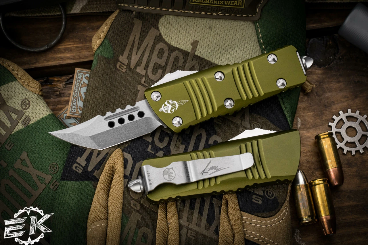 Microtech Troodon Mini Hellhound OTF Automatic Knife OD Green 1.9" Stonewash 819-10ODS 3 Microtech Troodon Mini Hellhound OTF Automatic Knife OD Green 1.9" Stonewash 819-10ODS