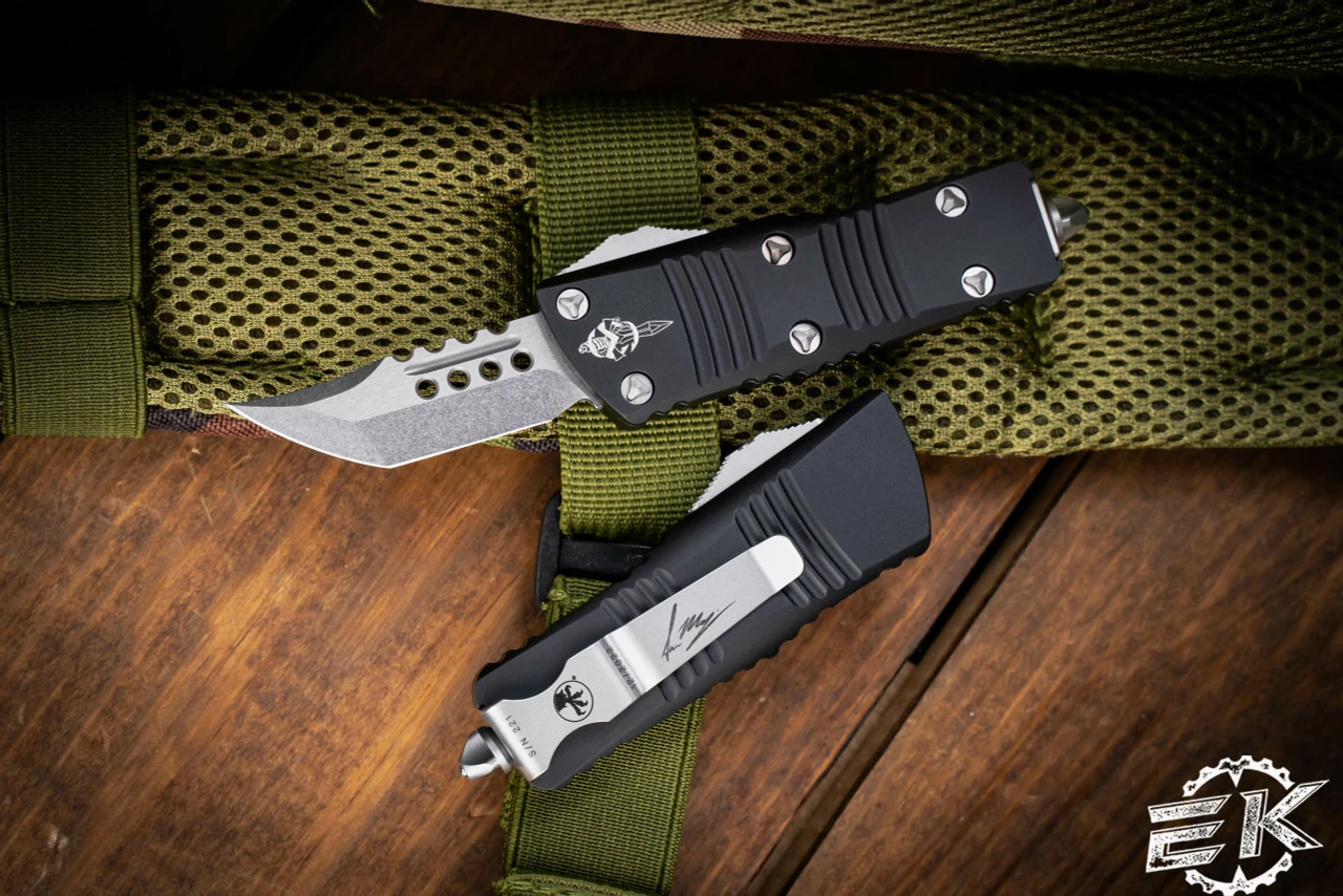 Microtech Troodon Mini Hellhound OTF Automatic Knife 1.9" Stonewash (Cali-Legal) 819-10S 3 Microtech Troodon Mini Hellhound OTF Automatic Knife 1.9" Stonewash (Cali-Legal) 819-10S