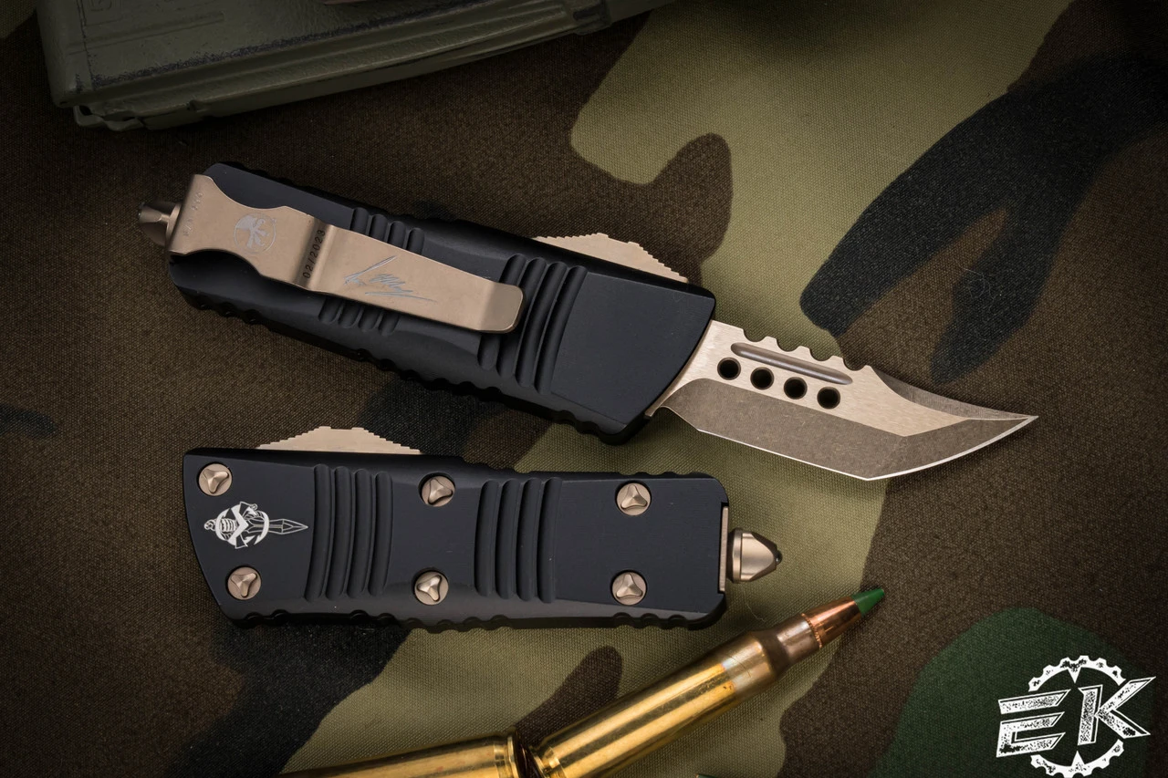 Microtech "Troodon Mini" OTF Automatic Knife 1.9" Hellhound Bronze 819-13S 4 Microtech "Troodon Mini" OTF Automatic Knife 1.9" Hellhound Bronze 819-13S - Image 2