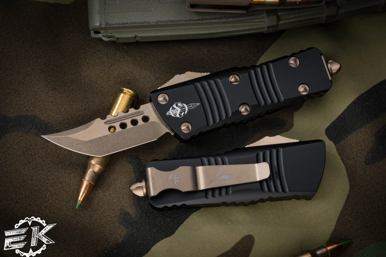 Microtech "Troodon Mini" OTF Automatic Knife 1.9" Hellhound Bronze 819-13S 3 Microtech "Troodon Mini" OTF Automatic Knife 1.9" Hellhound Bronze 819-13S