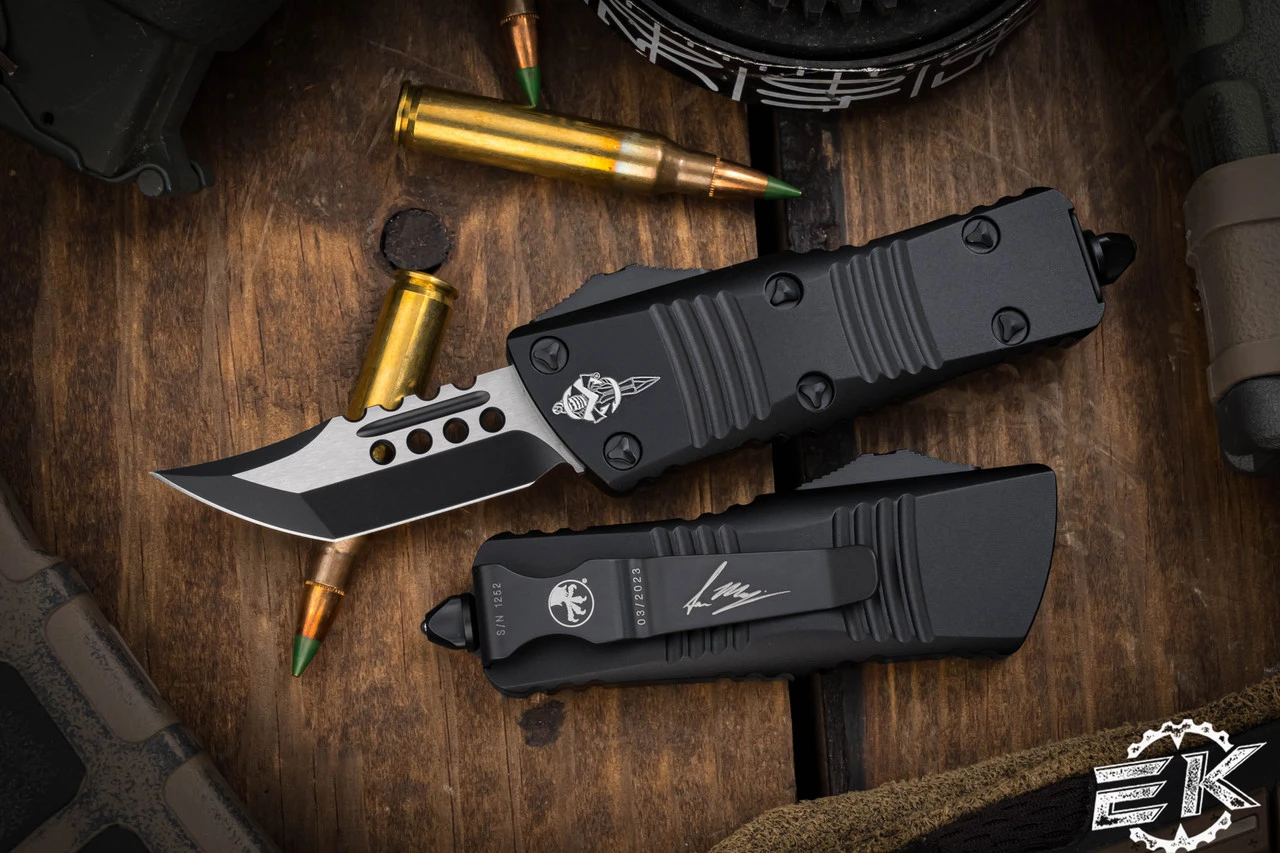 Microtech Troodon Mini OTF Automatic Knife 1.9" Hellhound Black 819-1TS 3 Microtech Troodon Mini OTF Automatic Knife 1.9" Hellhound Black 819-1TS