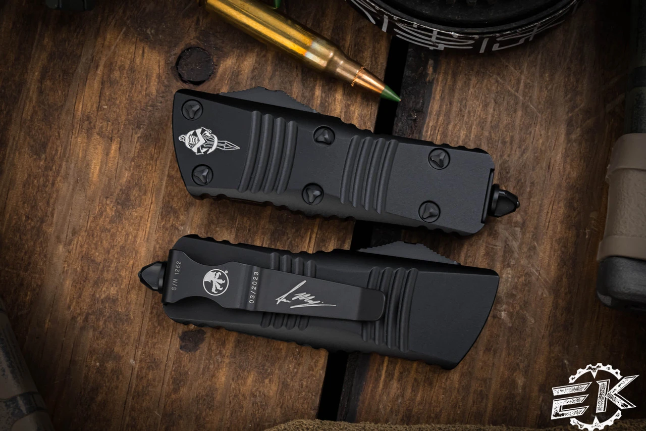 Microtech Troodon Mini OTF Automatic Knife 1.9" Hellhound Black 819-1TS 5 Microtech Troodon Mini OTF Automatic Knife 1.9" Hellhound Black 819-1TS - Image 3