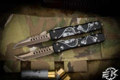 Microtech Ultratech Death Card Warhound/Hellhound Set 3.4" Bronze 119-13SET-DCS