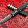 Microtech Dirac Delta Double Edge Apocalyptic Full Serrated OTF Automatic Knife