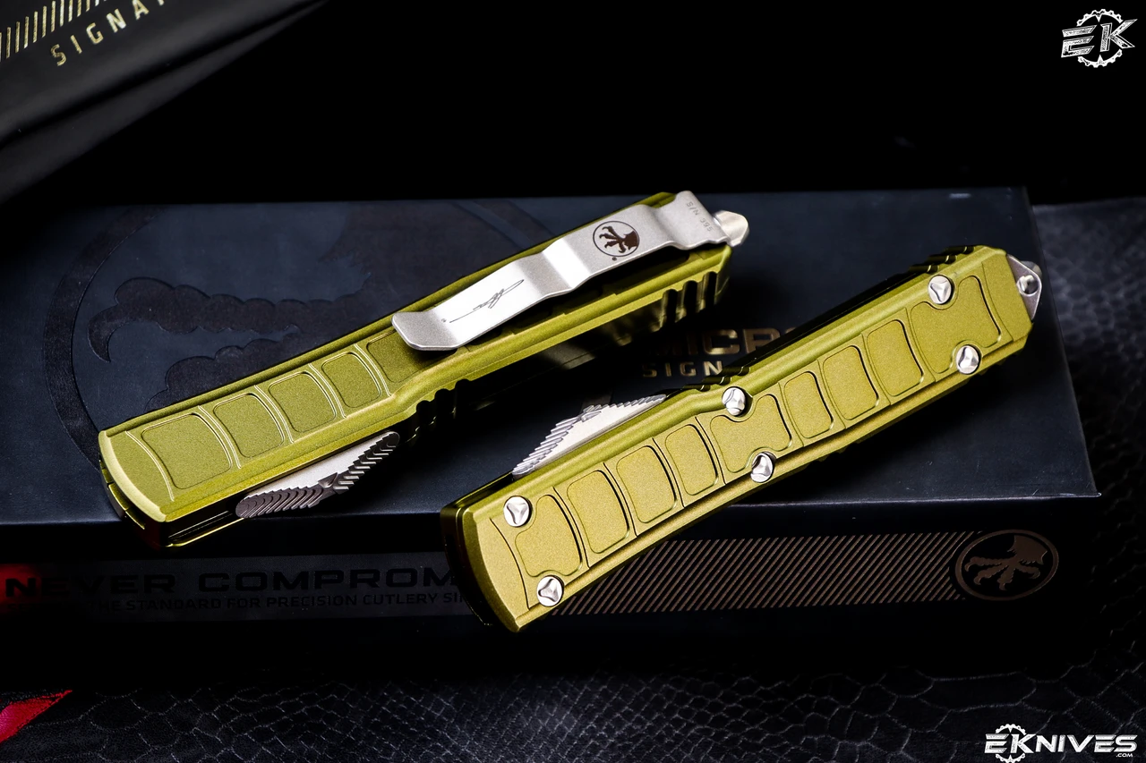 Microtech Ultratech II Stepside OTF Automatic Knife OD Green 3.4" Satin Drop Point 121II-4ODS 5 Microtech Ultratech II Stepside OTF Automatic Knife OD Green 3.4" Satin Drop Point 121II-4ODS - Image 3