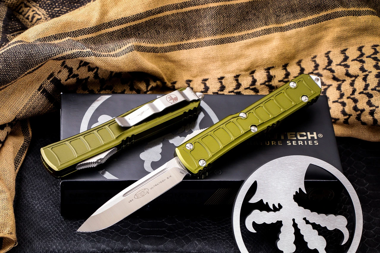 Microtech Ultratech II Stepside OTF Automatic Knife OD Green 3.4" Satin Drop Point 121II-4ODS 3 Microtech Ultratech II Stepside OTF Automatic Knife OD Green 3.4" Satin Drop Point 121II-4ODS