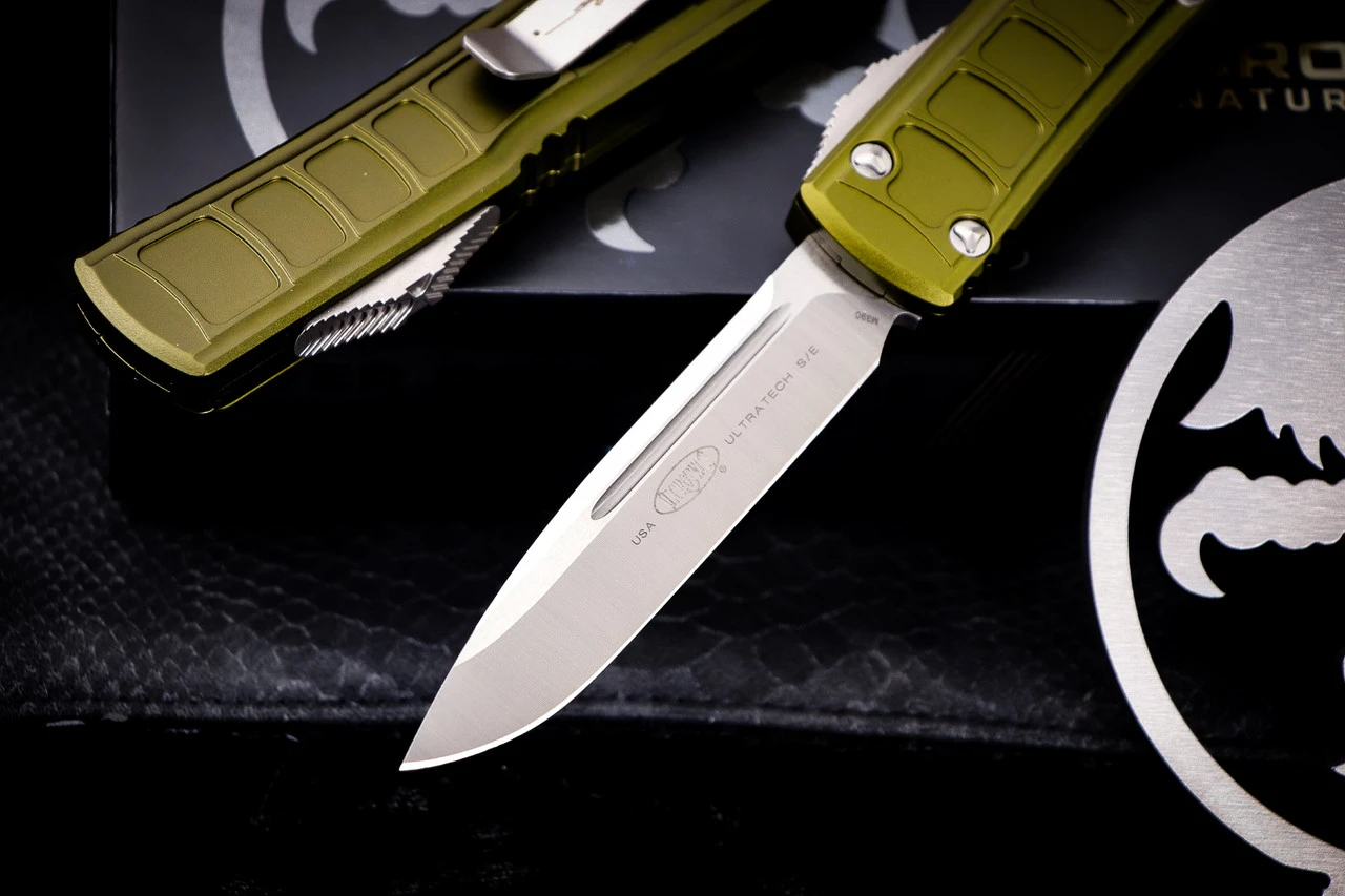 Microtech Ultratech II Stepside OTF Automatic Knife OD Green 3.4" Satin Drop Point 121II-4ODS 4 Microtech Ultratech II Stepside OTF Automatic Knife OD Green 3.4" Satin Drop Point 121II-4ODS - Image 2